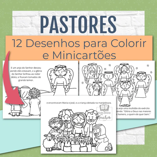 A História dos Pastores e dos Anjos para Colorir — PRINTABLE